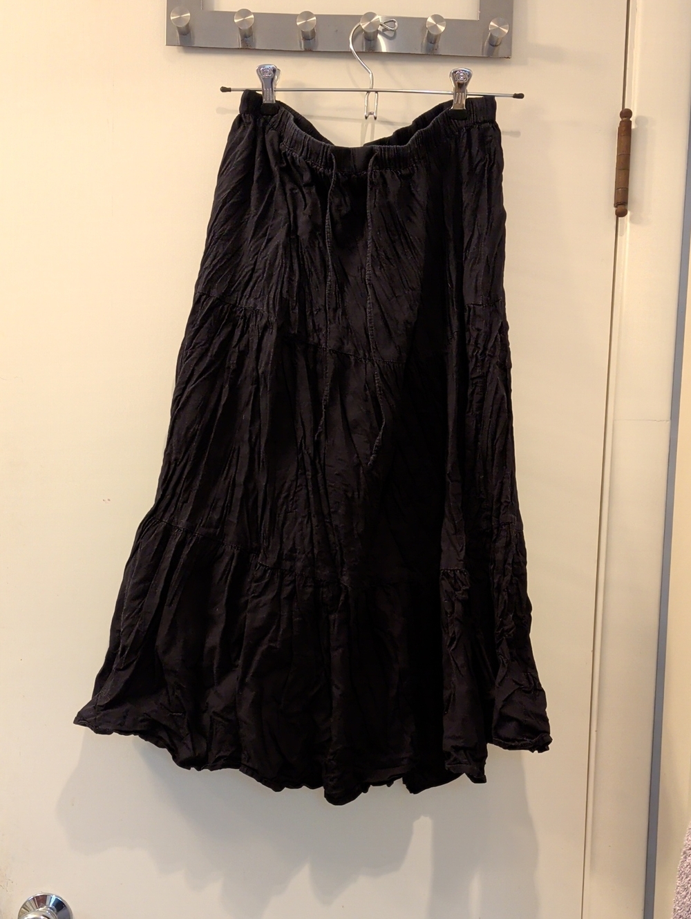 Black Cotton Tiered Skirt